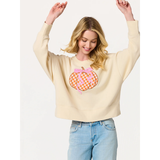 Large Cream Gingham Pumpkin Relax Sweatshirt
