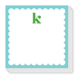 Green and Blue K Scallop Notepad