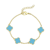 Turquoise Four Leaf Clover Bracelet