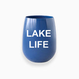 Deep Blue Stemless Wine Glass