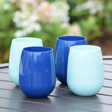 Deep Blue Stemless Wine Glass