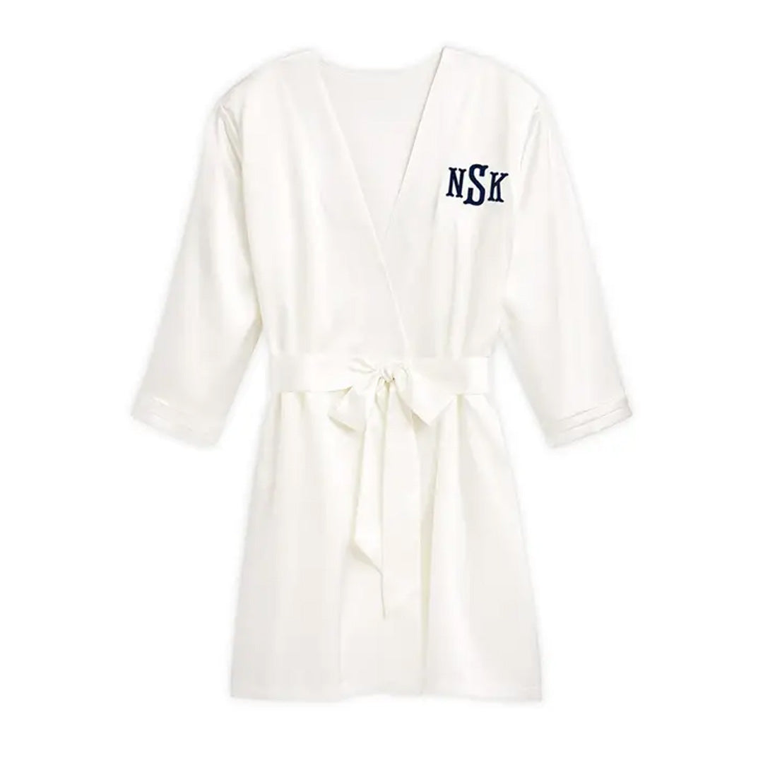 WOMEN'S PERSONALIZED EMBROIDERED SATIN ROBE WITH POCKETS