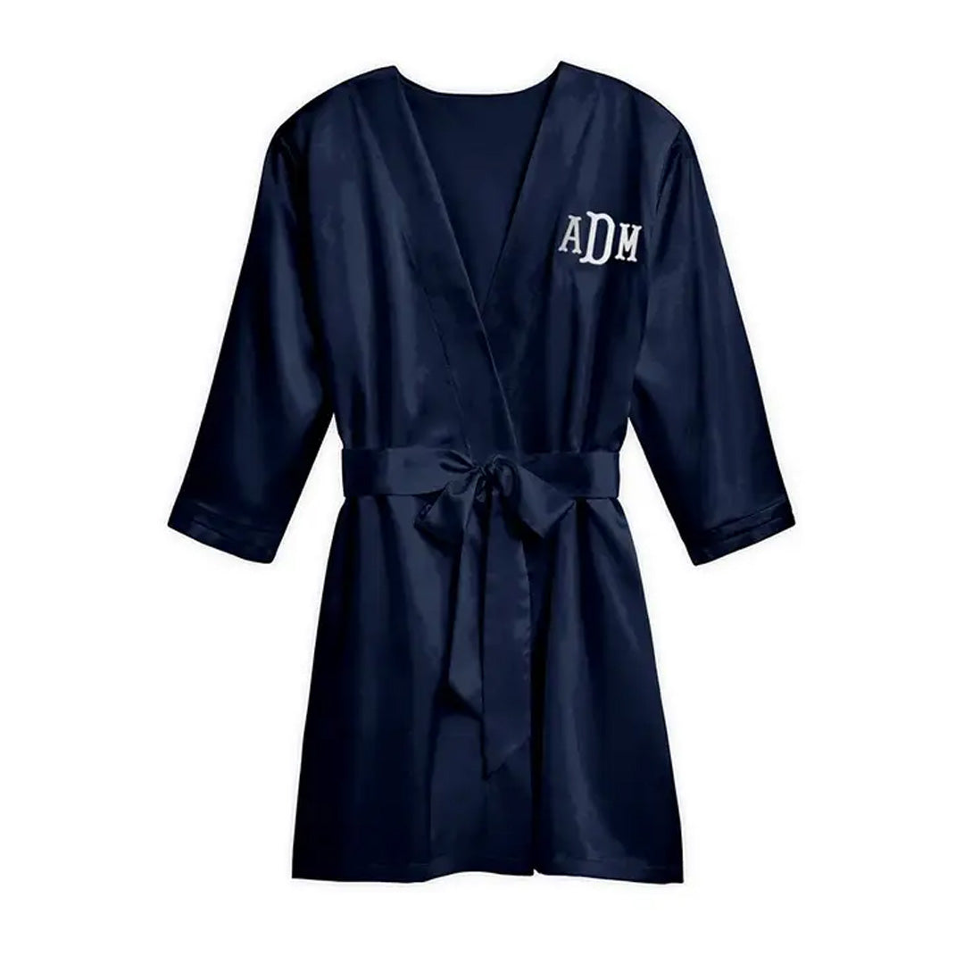WOMEN'S PERSONALIZED EMBROIDERED SATIN ROBE WITH POCKETS