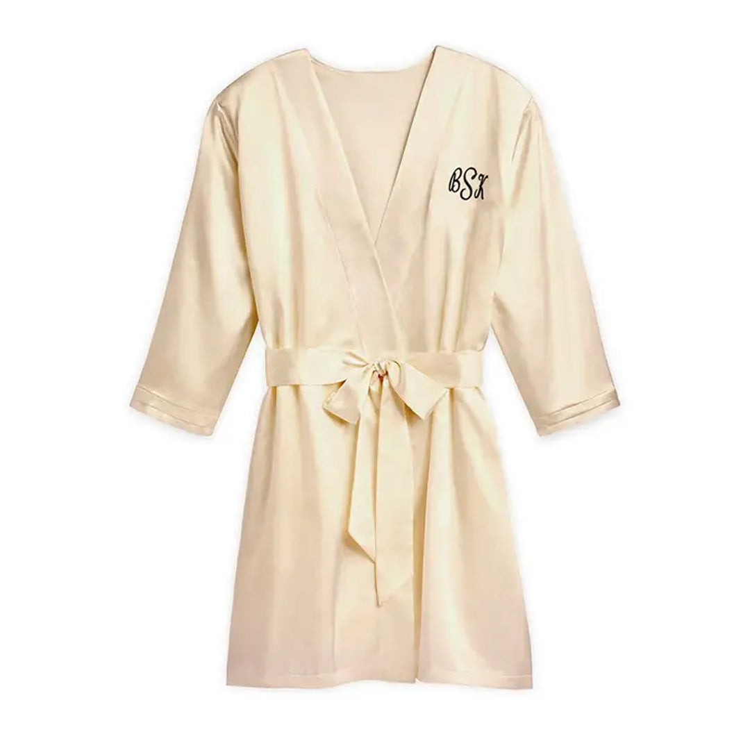WOMEN'S PERSONALIZED EMBROIDERED SATIN ROBE WITH POCKETS