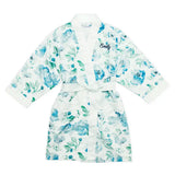 WOMEN'S PERSONALIZED EMBROIDERED FLORAL SATIN ROBE - LIGHT BLUE & MINT