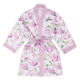 WOMEN'S PERSONALIZED EMBROIDERED FLORAL SATIN ROBE - LAVENDER