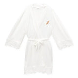 PERSONALZIED WHITE ROBE WITH LACE TRIM