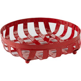 METAL STRAP BASKET ROUND - RED