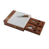 WOODEN MARBLE CHEESE BOARD SET