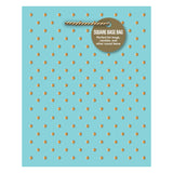 ROBIN'S EGG-GOLD SWISS DOTS SMALL SQUARE TOTE BAG