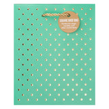 TURQUOISE-GOLD SWISS DOTS SMALL SQUARE TOTE BAG