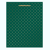 GOLD SWISS DOTS-EVERGREEN MEDIUM SQUARE TOTE BAG