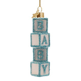 Baby Boy Blocks Glass Ornament