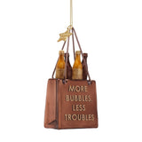 Shopping Bag with Bottles Glass Ornament