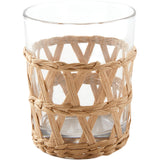 WICKER WRAPPED SHORT GLASS - NATURAL
