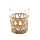 WICKER WRAPPED SHORT GLASS - NATURAL
