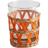 WICKER WRAPPED SHORT GLASS  - ORANGE