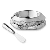 SILVER PLATED 3-D CRAB DIP BOWL WITH SPREADER