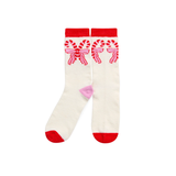 IVORY CANDY CANE BOW SOCKS