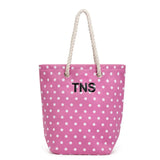 PERSONALIZED CABANA BEACH TOTE BAG - PINK POLKA DOT