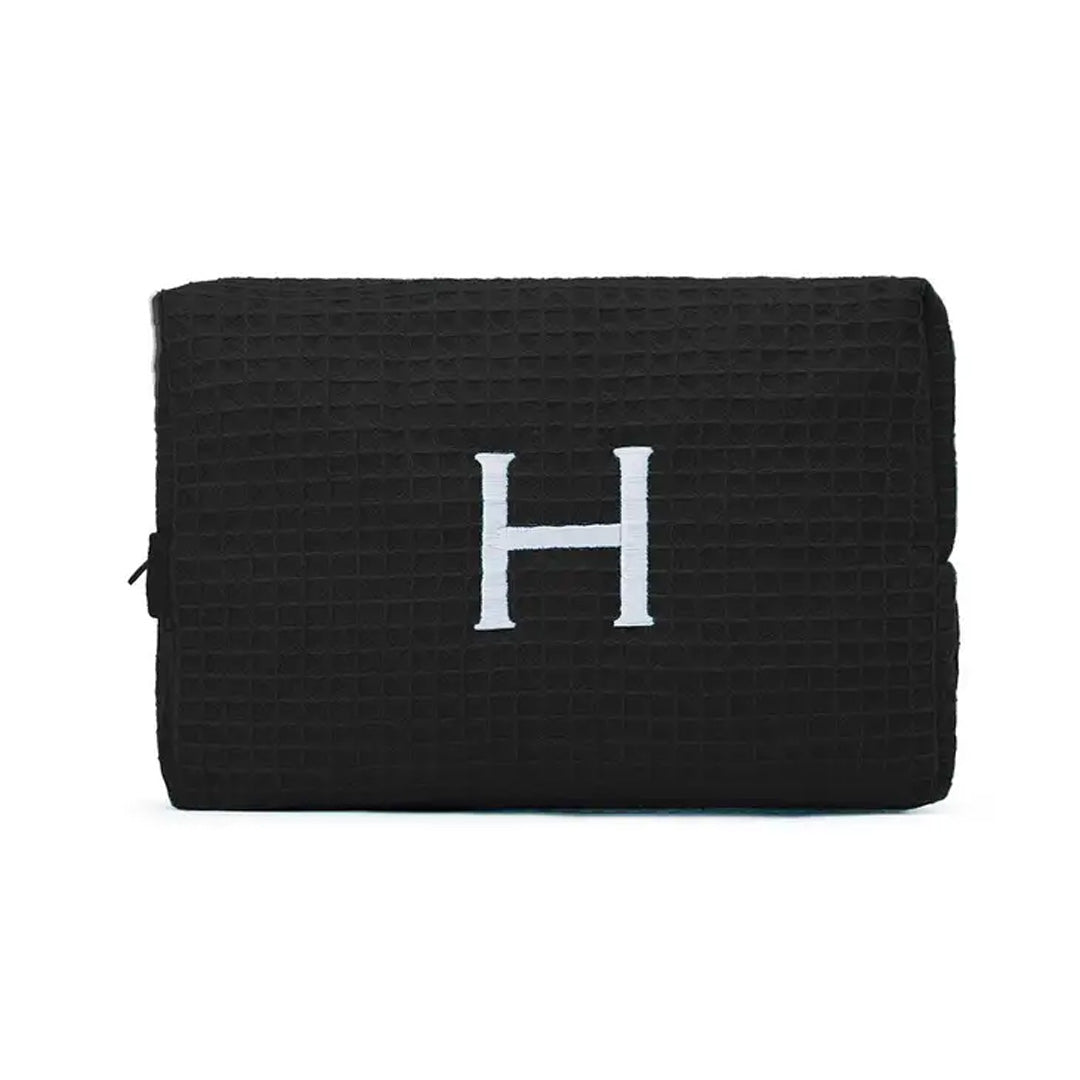 WOMAN'S LARGE PERSONALIZAED COTTON WAFFLE MAKE UP BAG