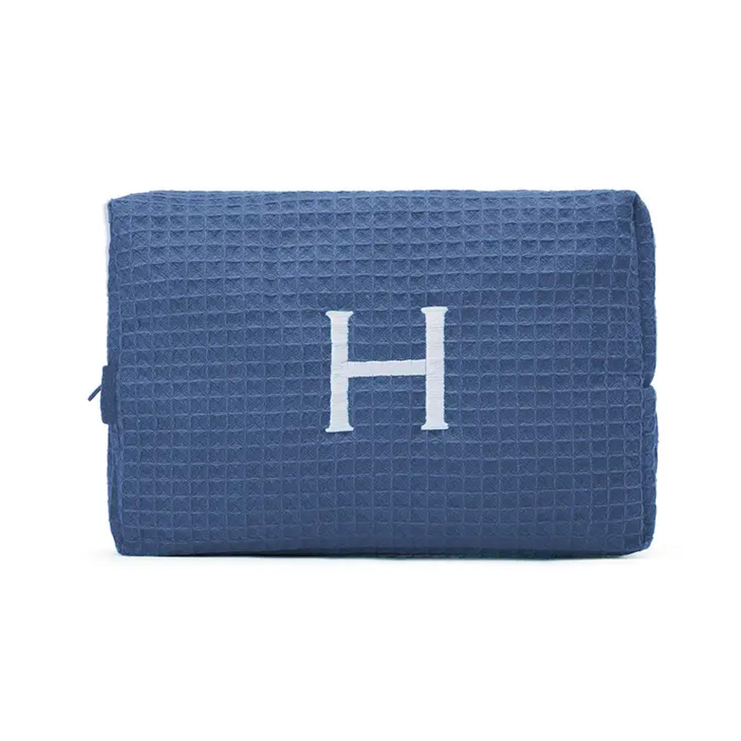 WOMAN'S LARGE PERSONALIZAED COTTON WAFFLE MAKE UP BAG