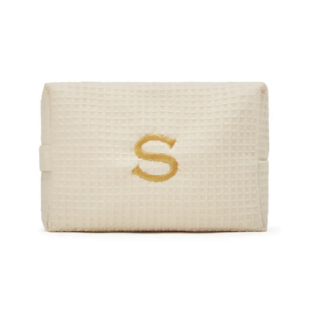 WOMAN'S LARGE PERSONALIZAED COTTON WAFFLE MAKE UP BAG
