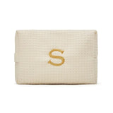 WOMAN'S LARGE PERSONALIZAED COTTON WAFFLE MAKE UP BAG
