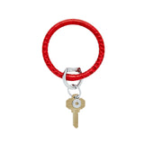 LEATHER BIG O KEY RING - CHERRY ON TOP CROC-EMBOSSED