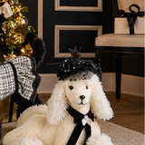 Cream and Black Poodle Christmas Figure