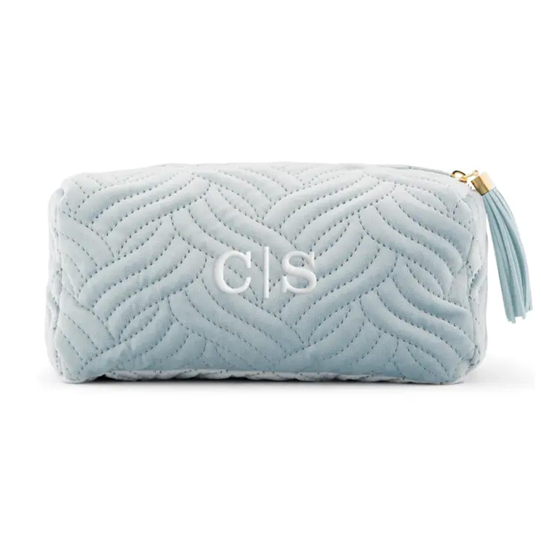 PERSONALIZED VELVET QUILTED MAKE UP BAG