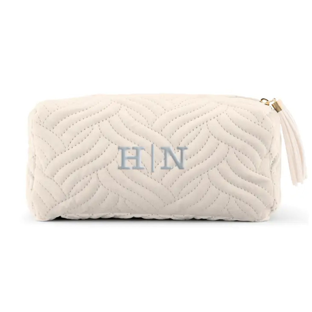 PERSONALIZED VELVET QUILTED MAKE UP BAG