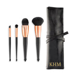 PERSONALIZED MAKE UP BRUSH SET & TRAVEL POUCH IN BLACK