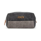 MEN'S TRAVEL TOILETRY BAG - BLACK AND GRAY CANVAS