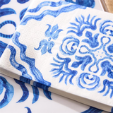 Blue Tile Block Paper Guest Towel Napkins