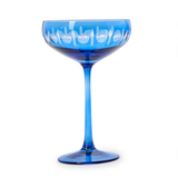 Blue Sparkling Cut Coupe Wine Glass