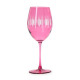 Pink Sparkling Cut Stemmed Wine Glass