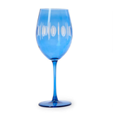 Blue Sparkling Cut Stemmed Wine Glass
