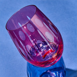 Pink Sparkling Cut Stemless Wine Glass