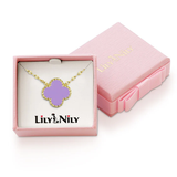 Purple Four Leaf Clover Necklace