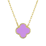 Purple Four Leaf Clover Necklace