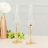PERSONALIZED GOLD ACCENTED CHAMPAGNE FLUTES - BRIDE & GROOM S/2