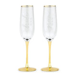 PERSONALIZED GOLD ACCENTED CHAMPAGNE FLUTES - BRIDE & GROOM S/2