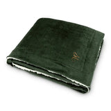 PERSONALIZED EMBROIDERED PLUSH  50"x60" SHERPA LINED THROW BLANKET EMERALD GREEN