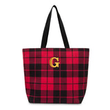 PERSONALIZED EXTRA LARGE COTTON FABRIC CANVAS TOTE BAG - BUFFALO PLAID