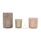 SUGAR FROSTED TEALIGHT CANDLE HOLDER PASTEL BLUSH S/6