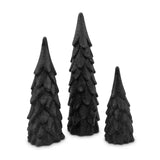3 PIECE WOOD PINE TIME TABLETOP DECORATION - BLACK