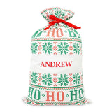 LARGE PERSONALZIED DRAWSTRING SANTA SACK FOR GIFTS - HO HO HO