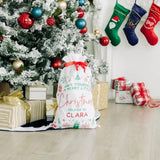 LARGE PERSONALZIED DRAWSTRING SANTA SACK FOR GIFTS - MERRY LITTLE CHRISTMAS