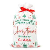 LARGE PERSONALZIED DRAWSTRING SANTA SACK FOR GIFTS - MERRY LITTLE CHRISTMAS